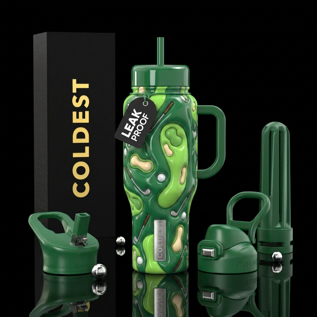 Glossy cup with slightly raised texture cool golf ... water bottle design