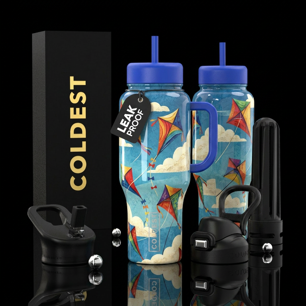 Glossy cup with slightly raised texture girly flyi... water bottle design
