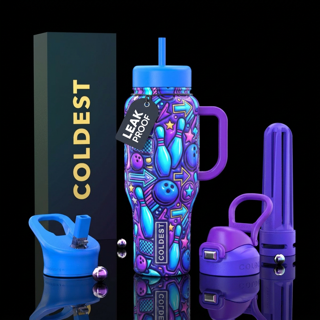 Glossy cup with slightly raised glossy texture bri... water bottle design