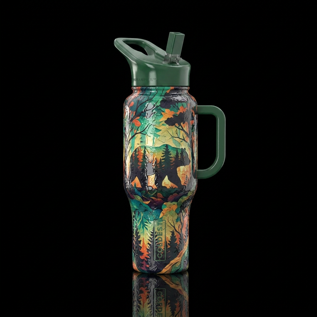 Glossy bottle with slightly raised feeling texture... water bottle design