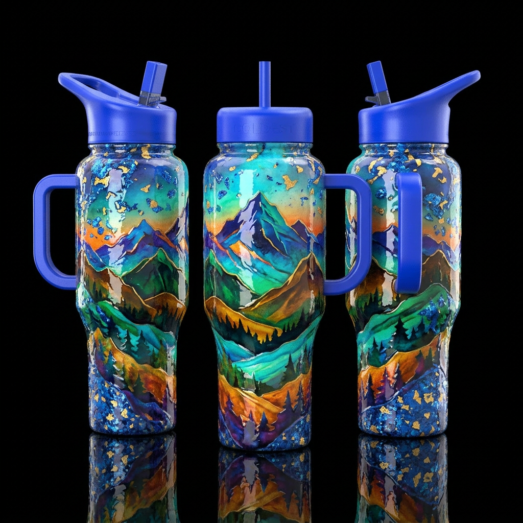 Glossy bottle with slightly raised feeling texture... water bottle design
