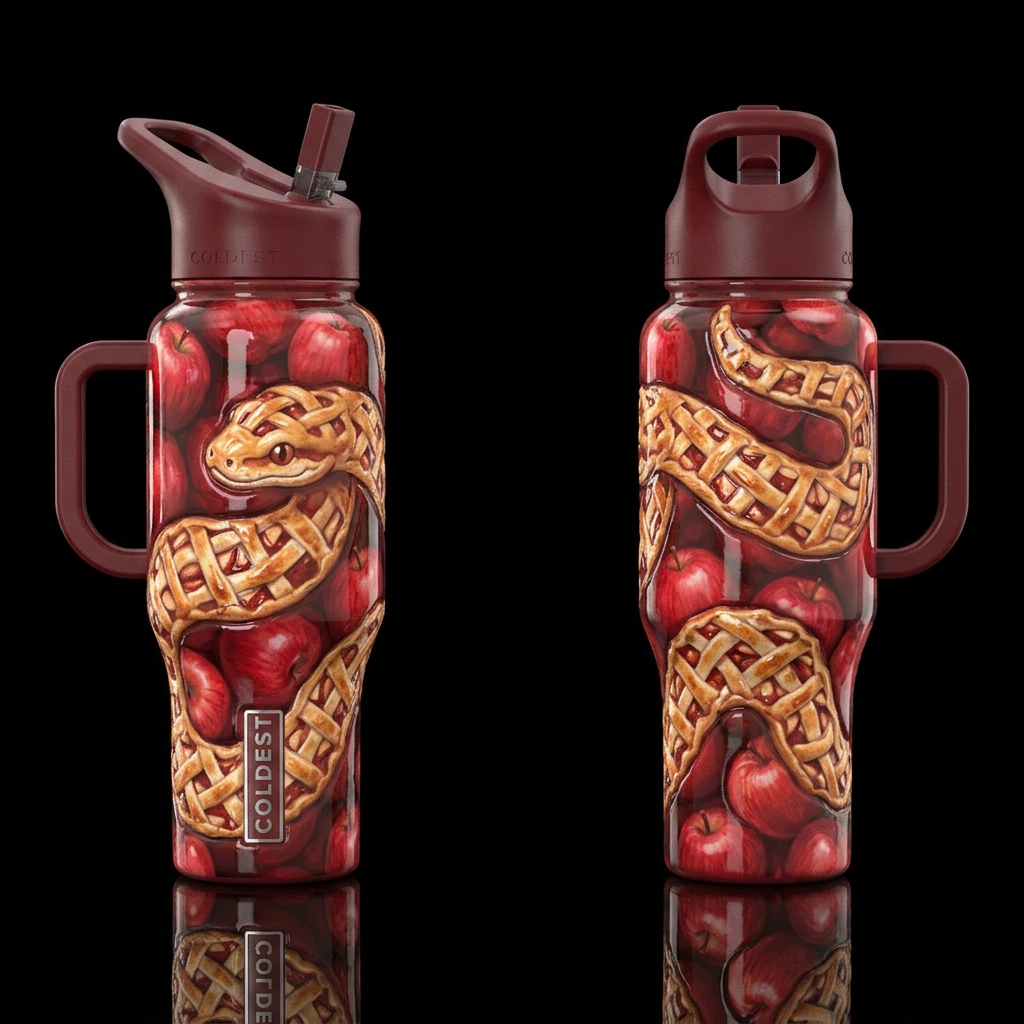 Glossy bottle with slightly raised texture Cute de... water bottle design