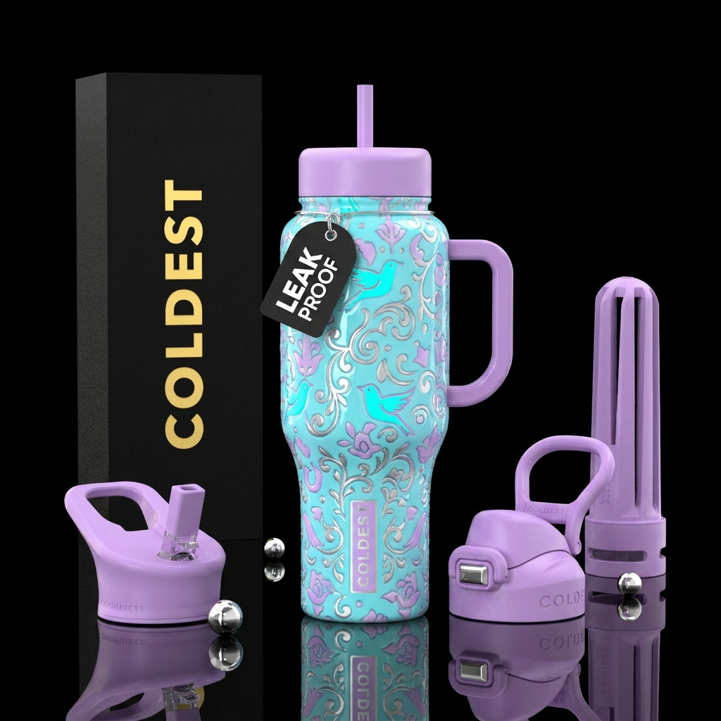 Glossy bottle with slightly raised texture Porcela... water bottle design