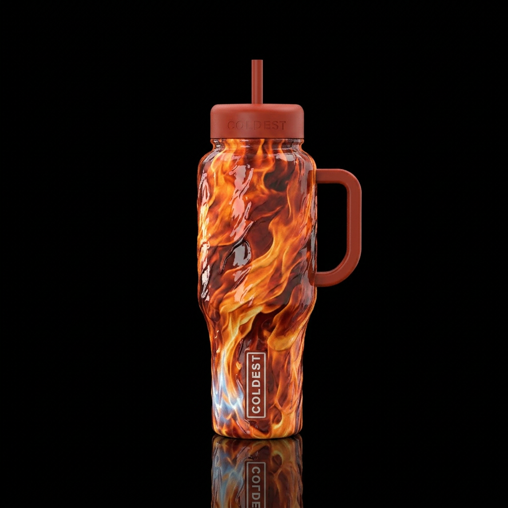 Glossy cup with slightly raised texture layers of ... water bottle design