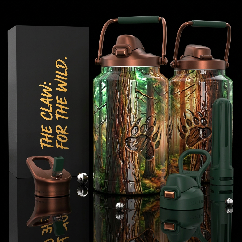 Glossy bottle with slightly raised glossy texture ... water bottle design