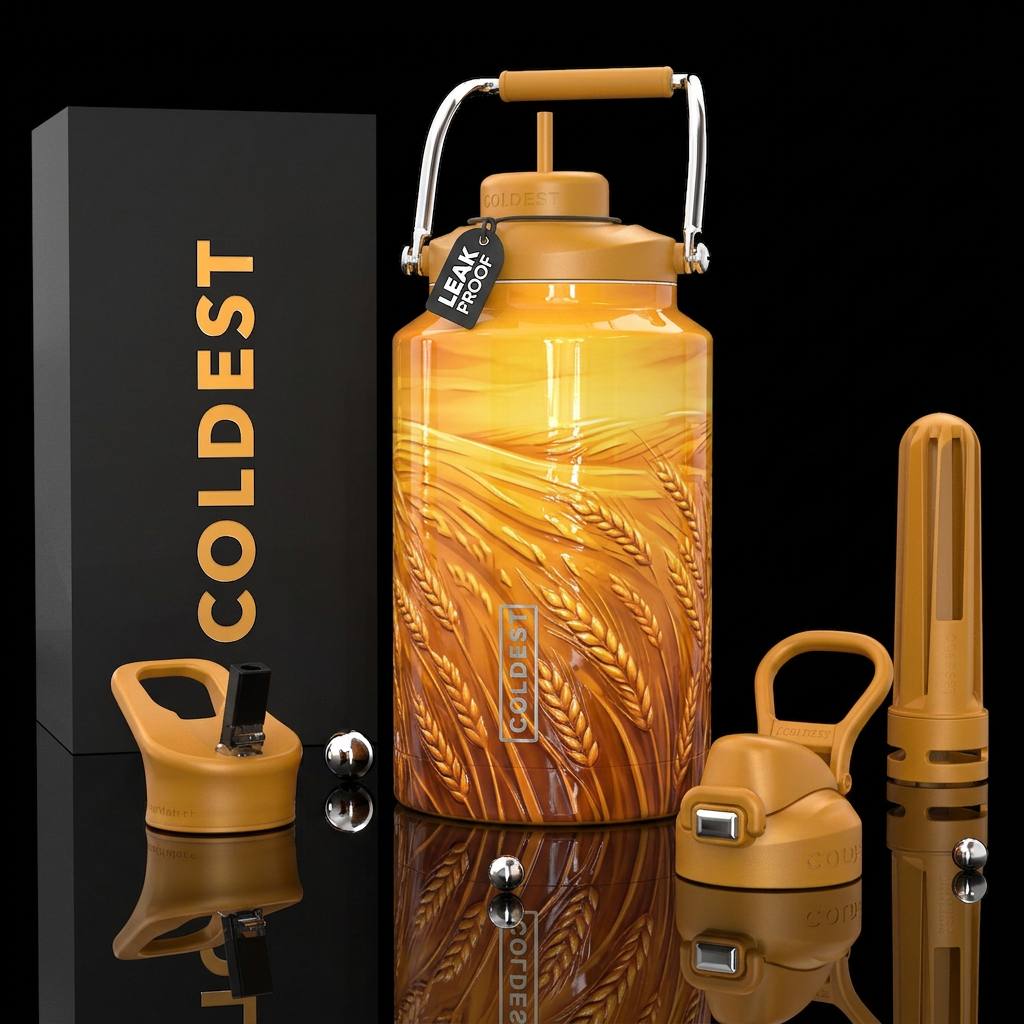Glossy bottle with slightly raised glossy texture ... water bottle design