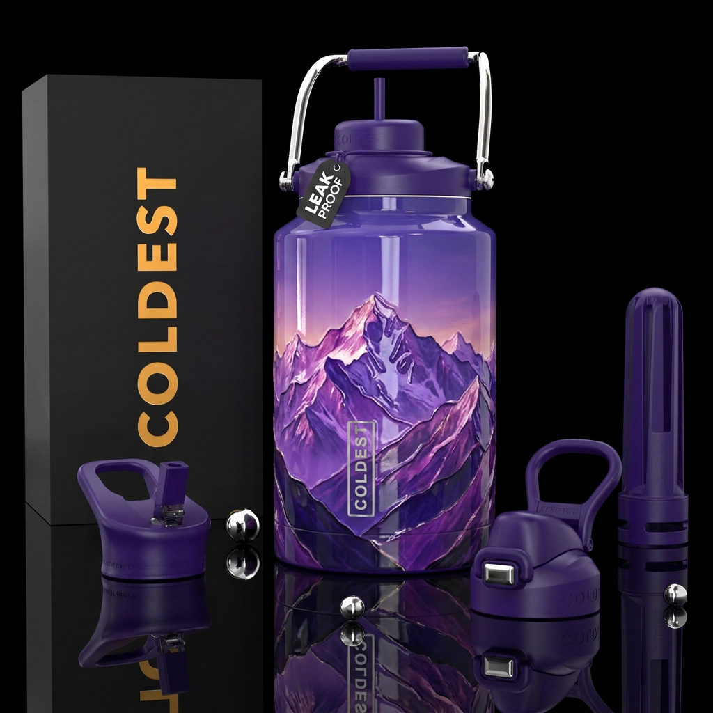 Glossy bottle with slightly raised glossy texture ... water bottle design
