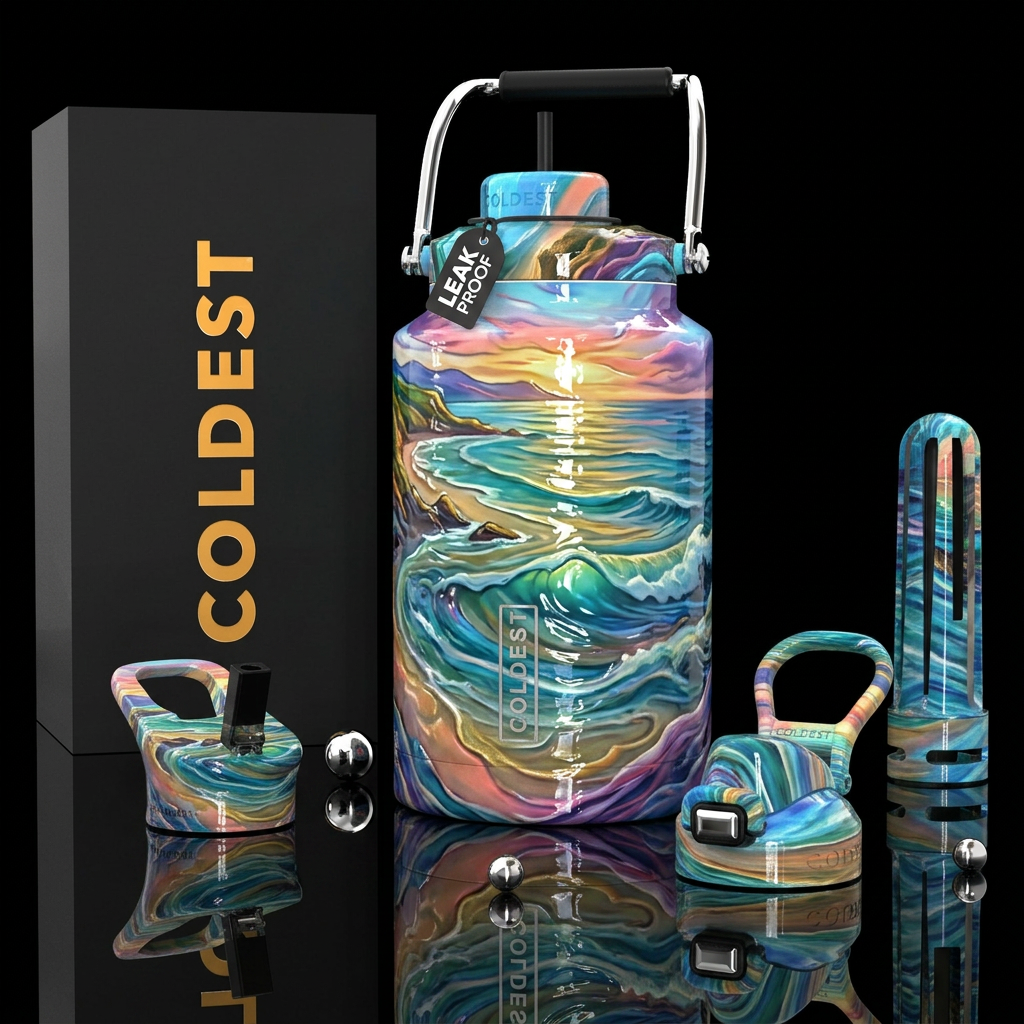 Glossy bottle with slightly raised glossy texture ... water bottle design