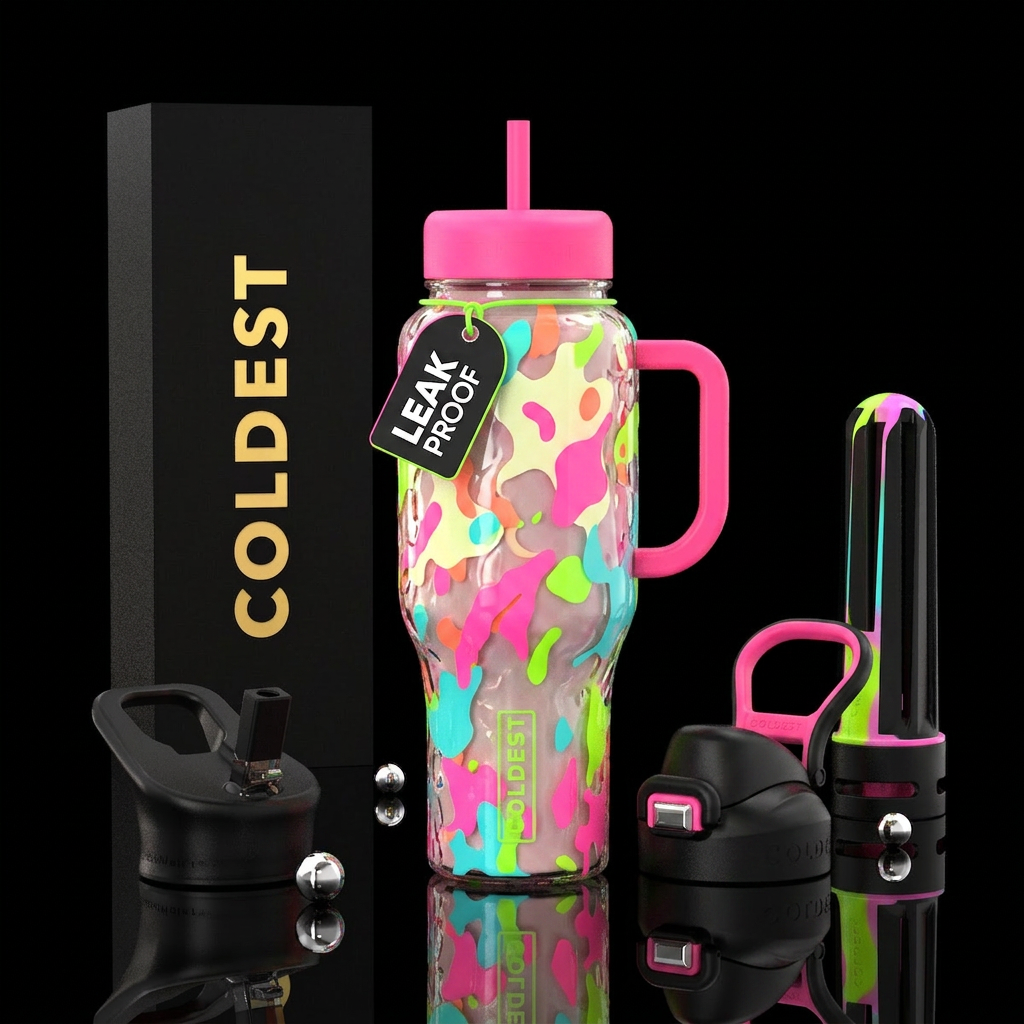 Glossy bottle with slightly raised glossy texture ... water bottle design