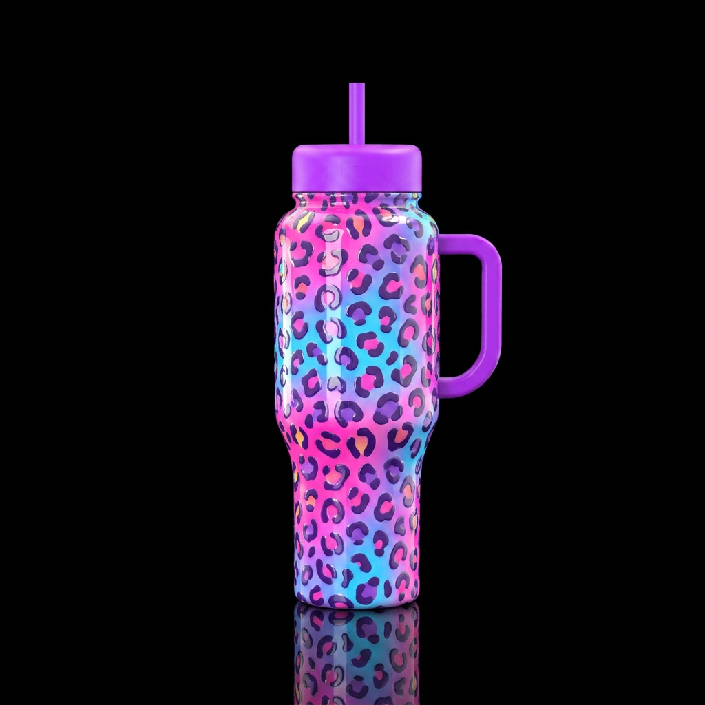 Glossy cup with slightly raised glossy texture ins... water bottle design