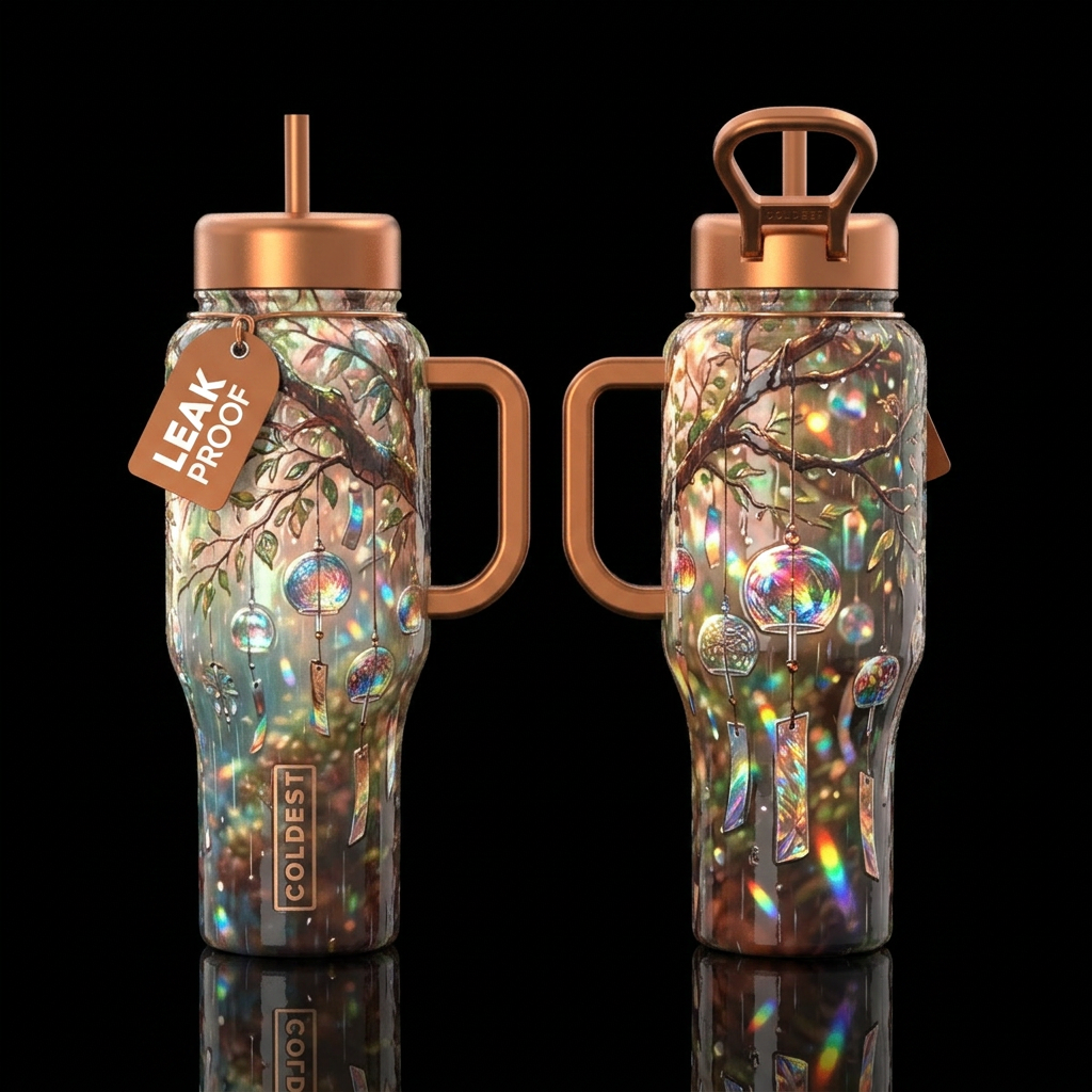 Glossy cup with slightly raised glossy texture Dre... water bottle design