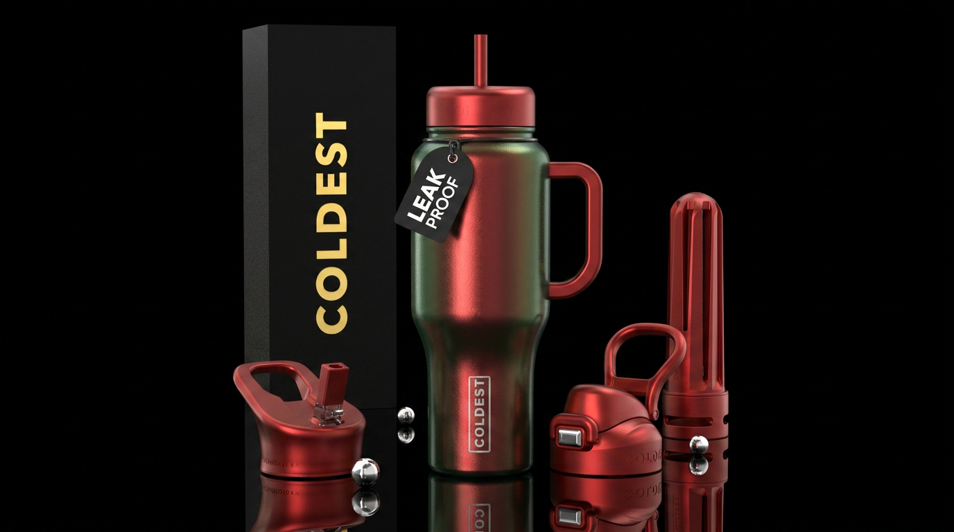 Metal red and dark green color shifting alloy bott... water bottle design