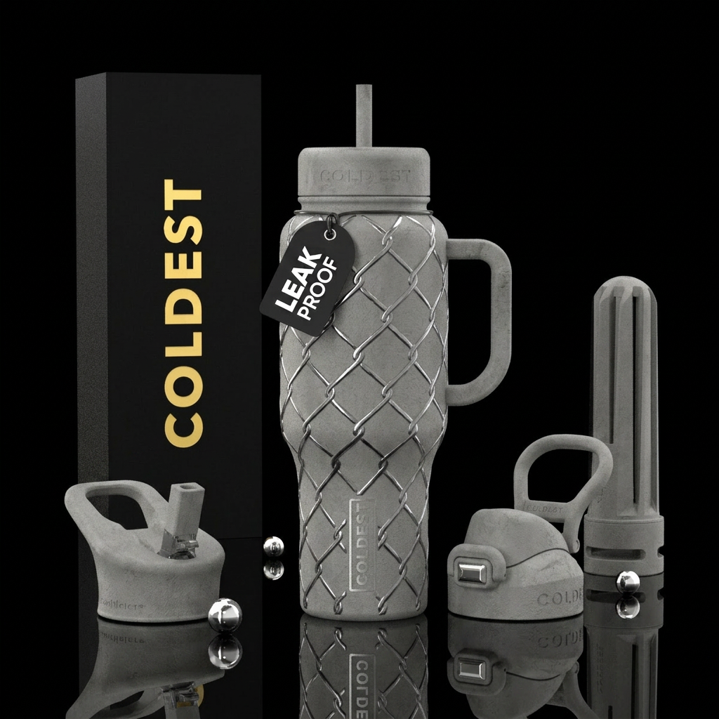 Glossy bottle with slightly raised texture chain l... water bottle design
