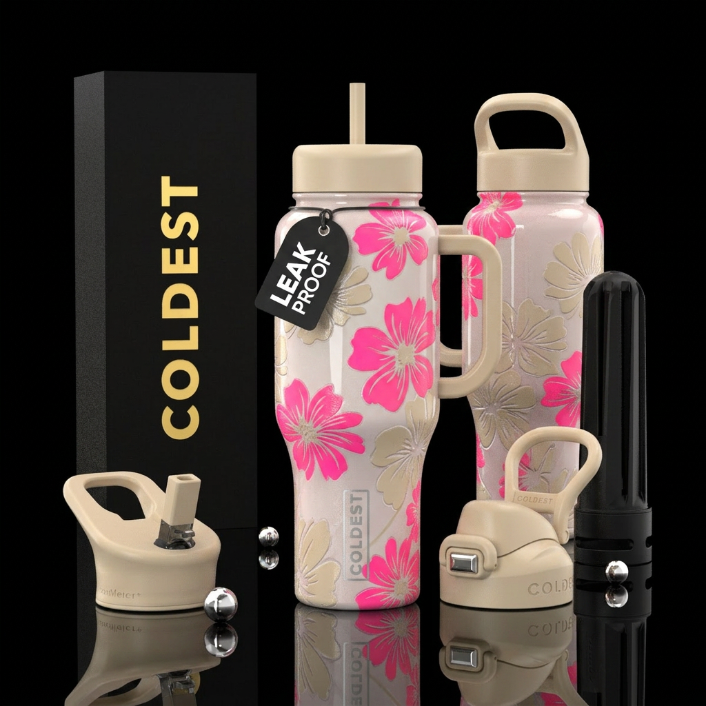 Light colored Glossy bottle with slightly raised f... water bottle design