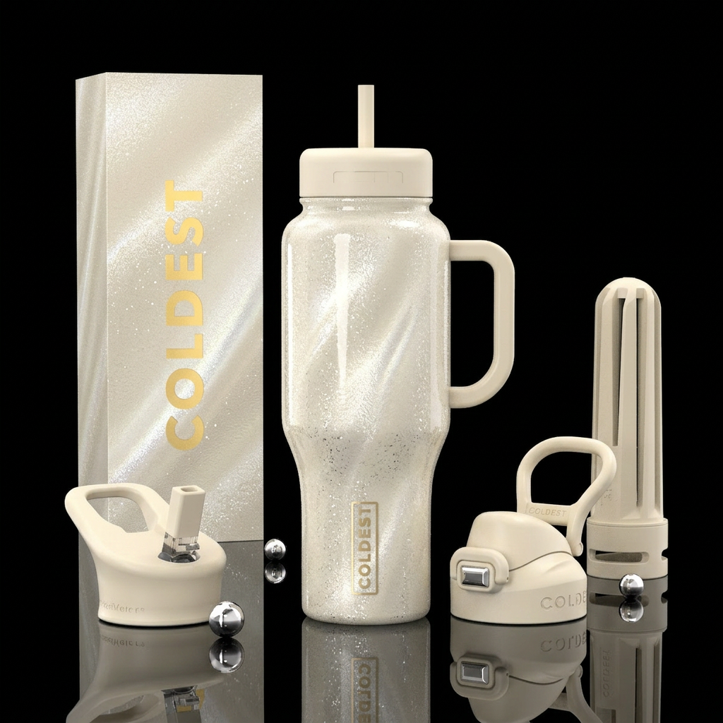 Light colored Glossy bottle with slightly raised f... water bottle design