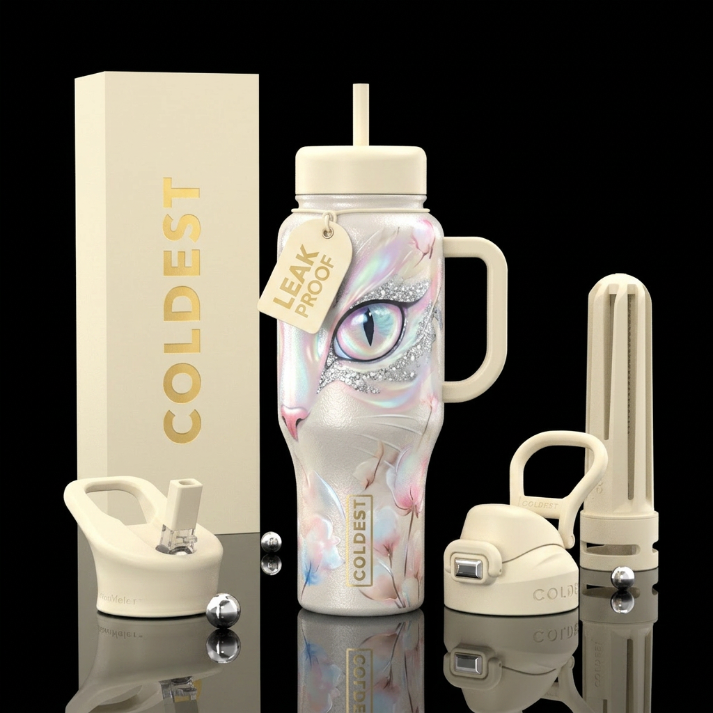 Light colored Glossy bottle with slightly raised f... water bottle design