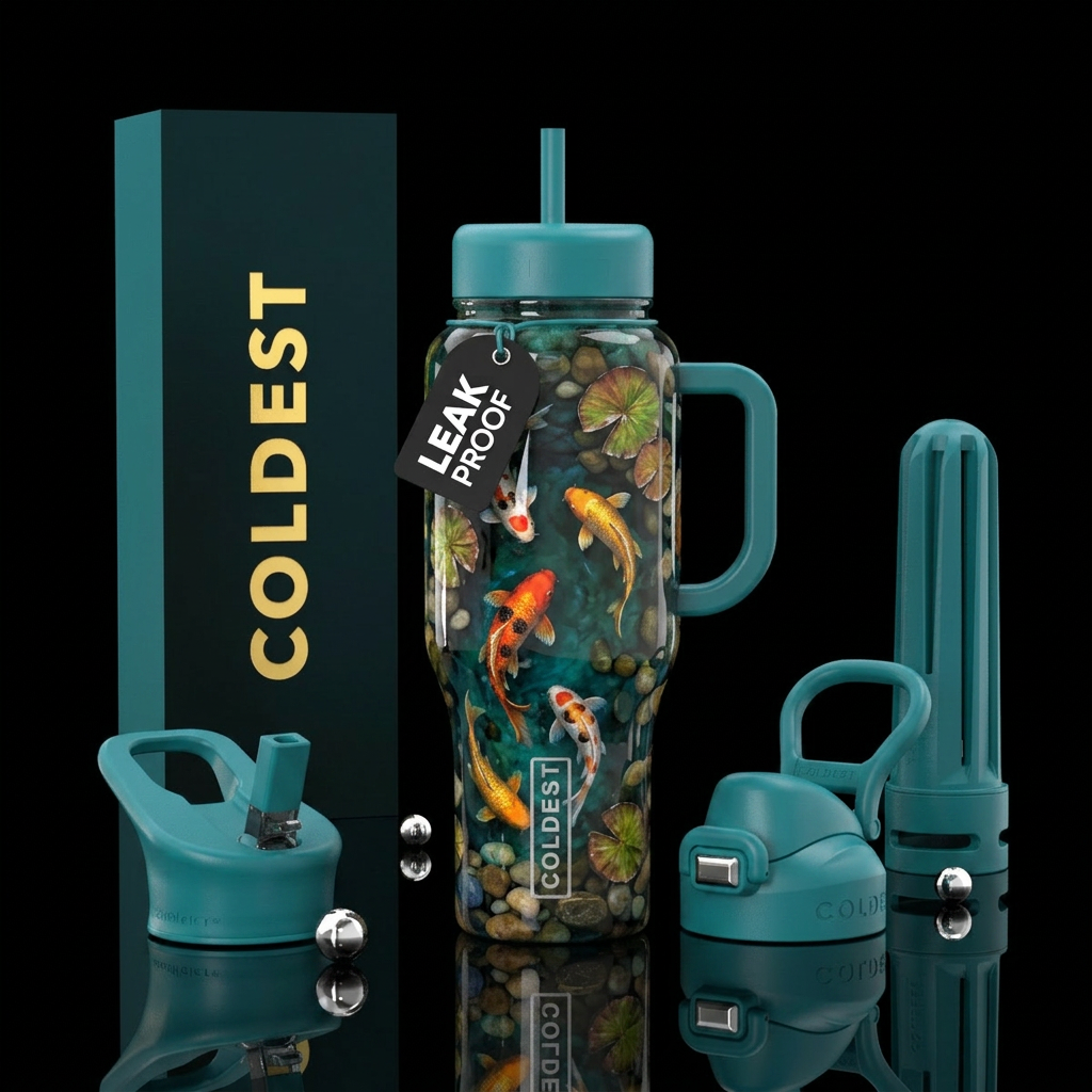 Highly glossy Layered realistic painted resin beau... water bottle design