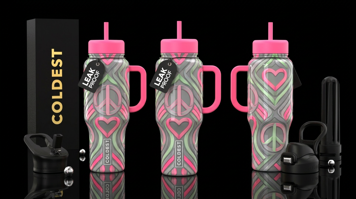 Glossy bottle with slightly raised texture layers ... water bottle design