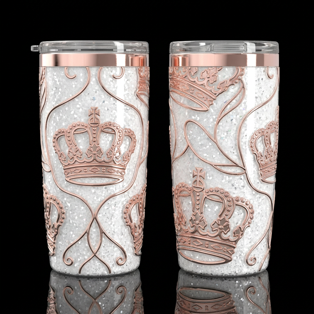 Glossy bottle with slightly raised textured outlin... water bottle design