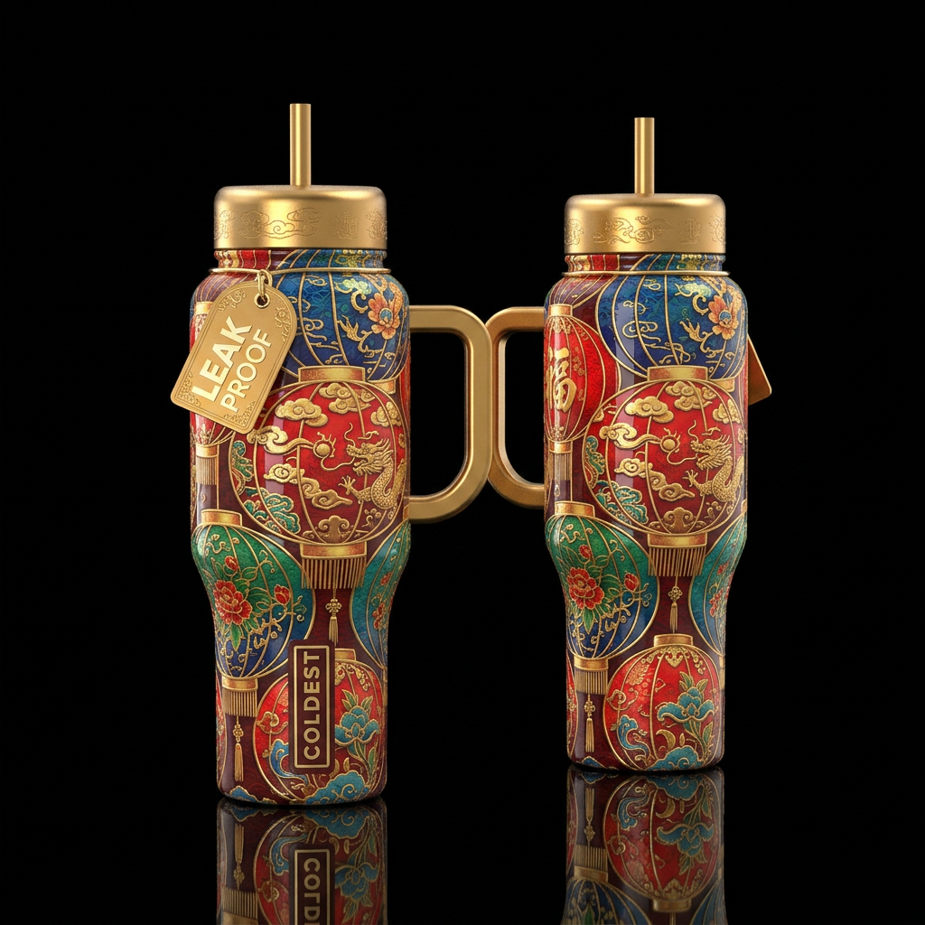 Glossy bottle with slightly raised texture Chinese... water bottle design