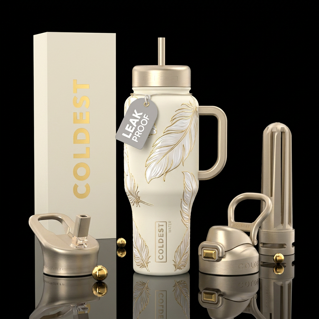 Matte ivory bottle with slightly raised texture go... water bottle design