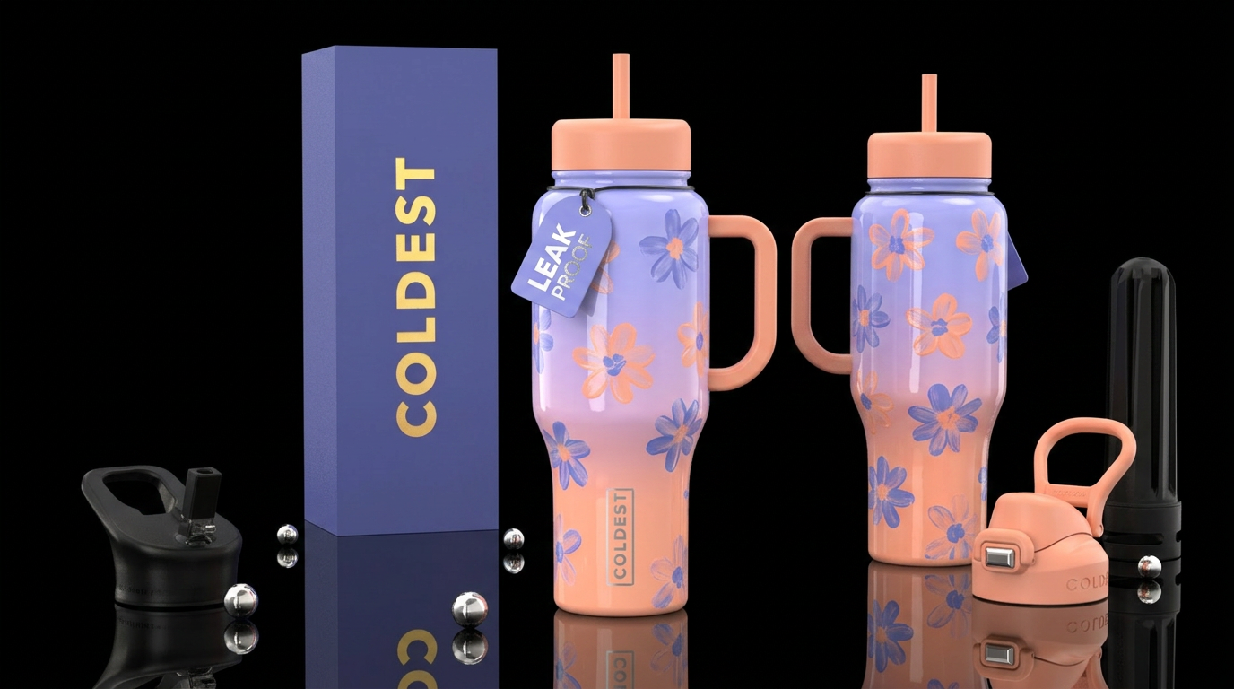 Glossy textured bottle with neon perry winkle and ... water bottle design