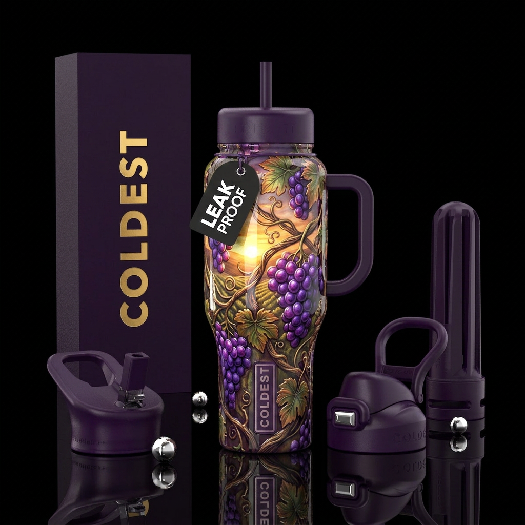 Glossy bottle with slightly raised textured design... water bottle design
