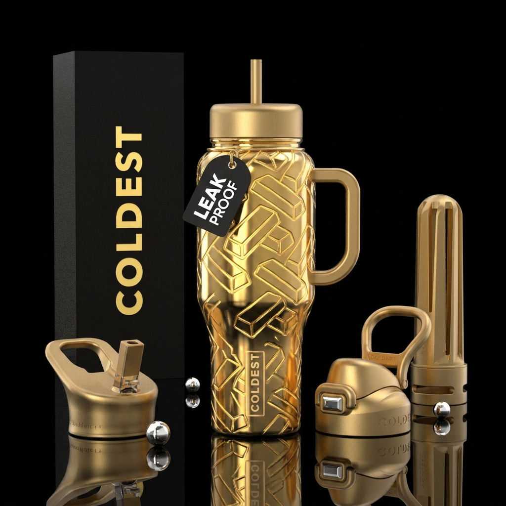 Glossy bottle with slightly raised glossy texture ... water bottle design