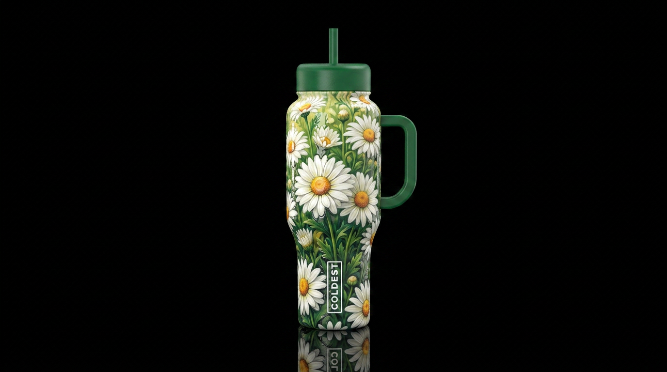 Glossy bottle with slightly raised glossy texture ... water bottle design
