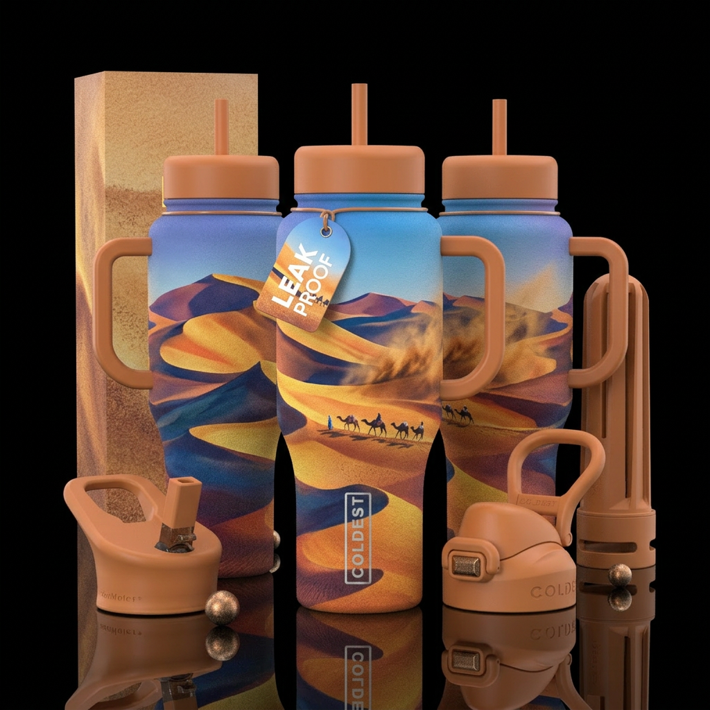 Matte bottle with sand texture made of sand art de... water bottle design