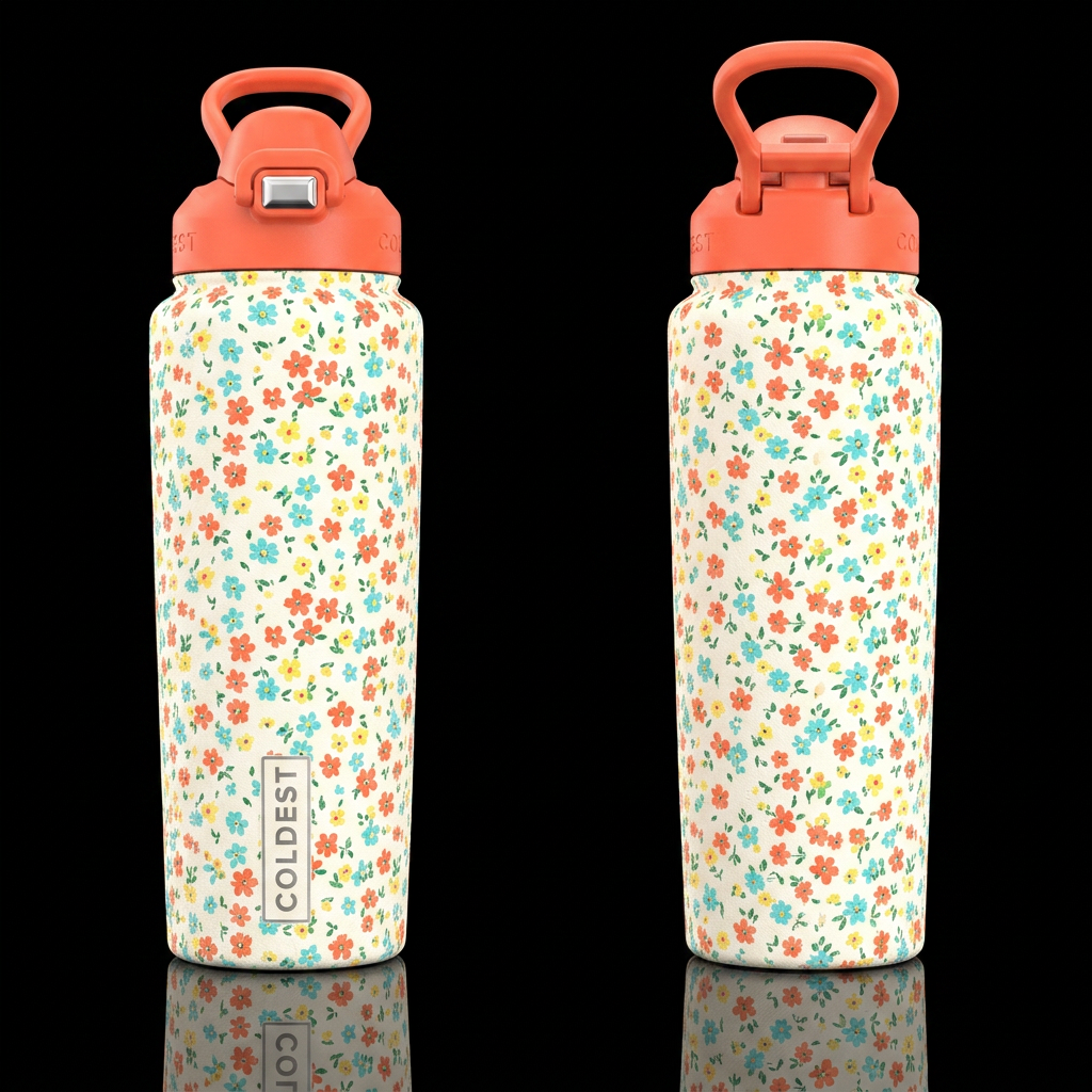 lightweight silk crepes, sheer chiffons, and ditsy... water bottle design