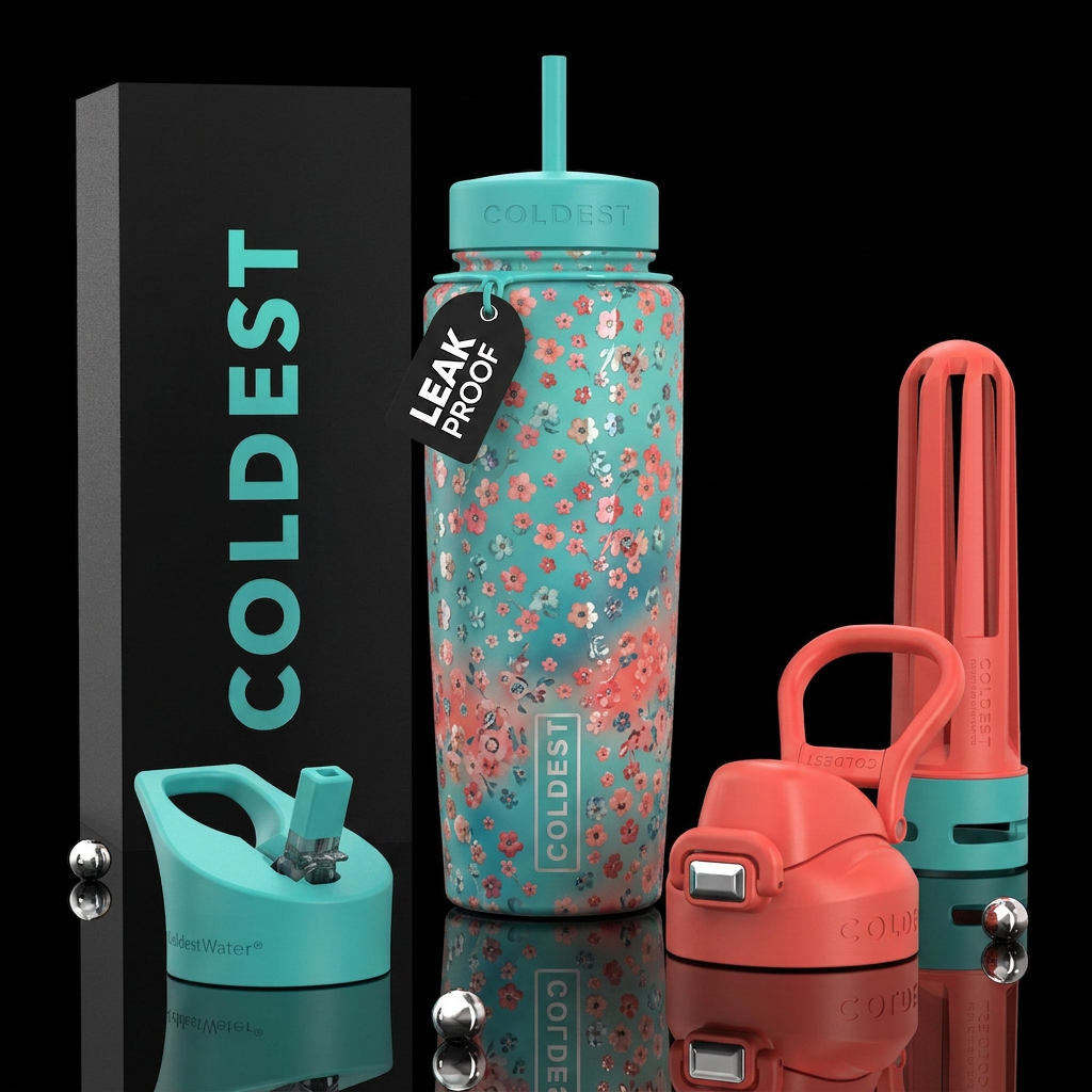 Unique bright Matte bottle with hills of glossy wh... water bottle design