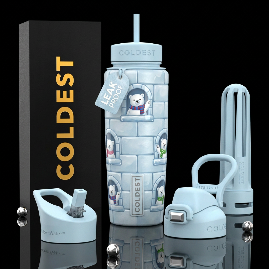 Matte igloo block bottle with with windows and glo... water bottle design