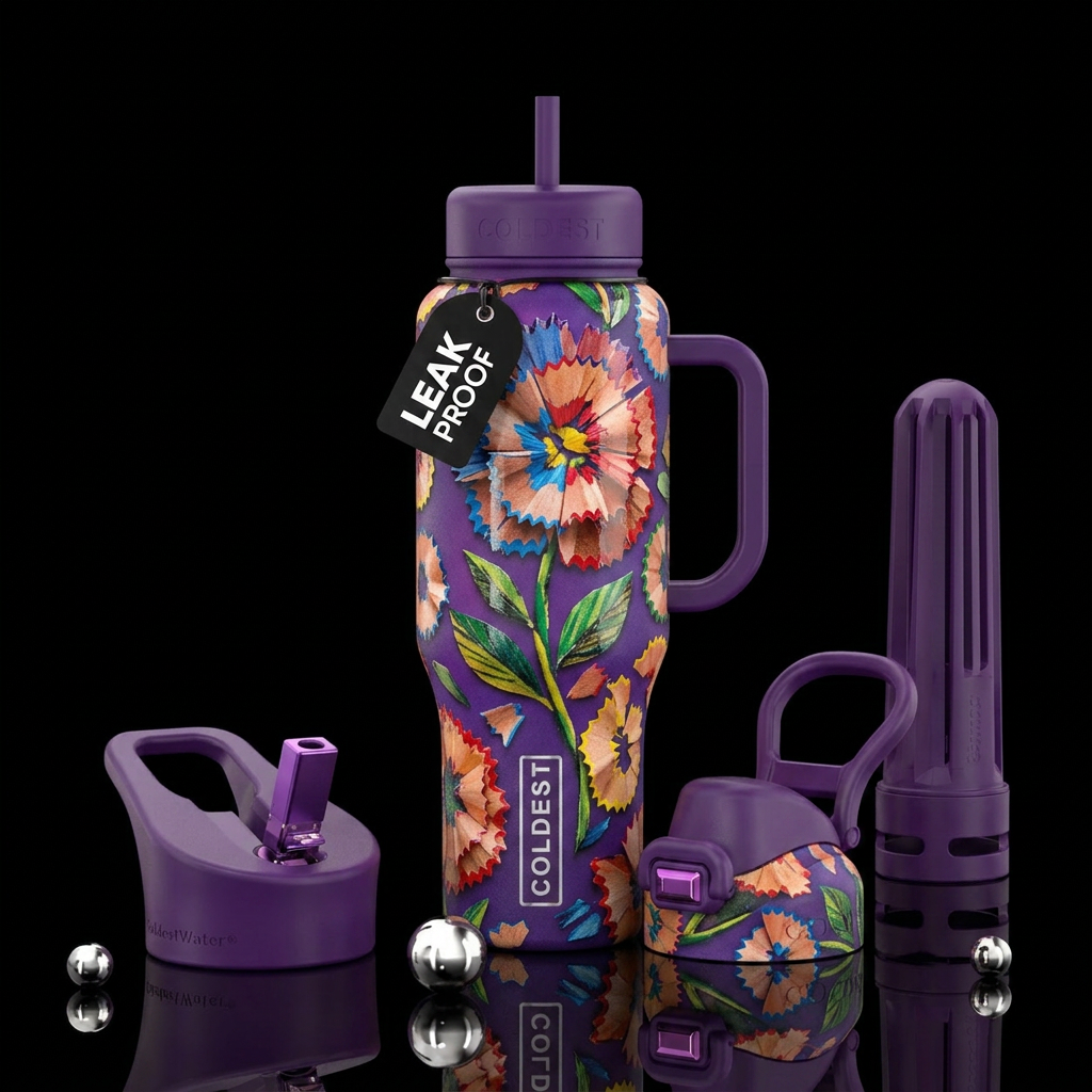 Colorful Matte bottle with slightly textured outli... water bottle design