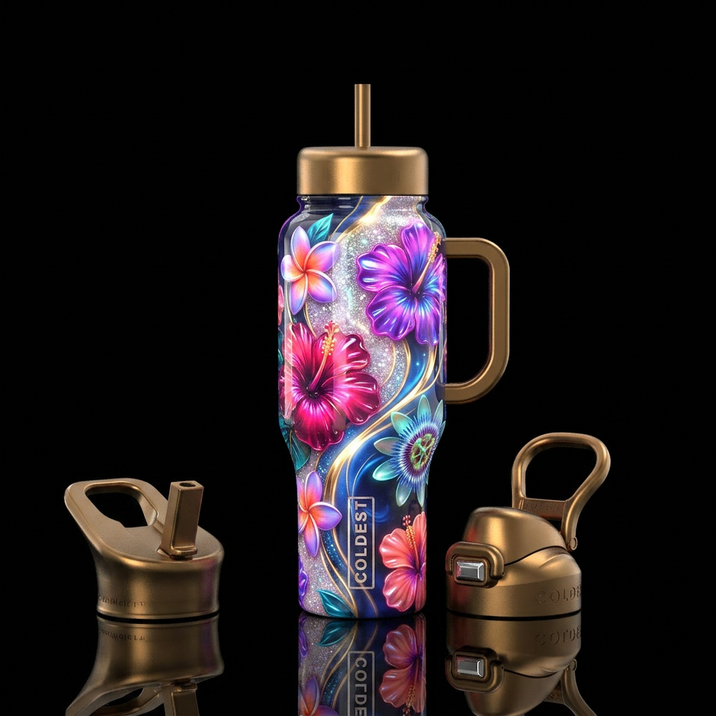 Flowers water bottle design