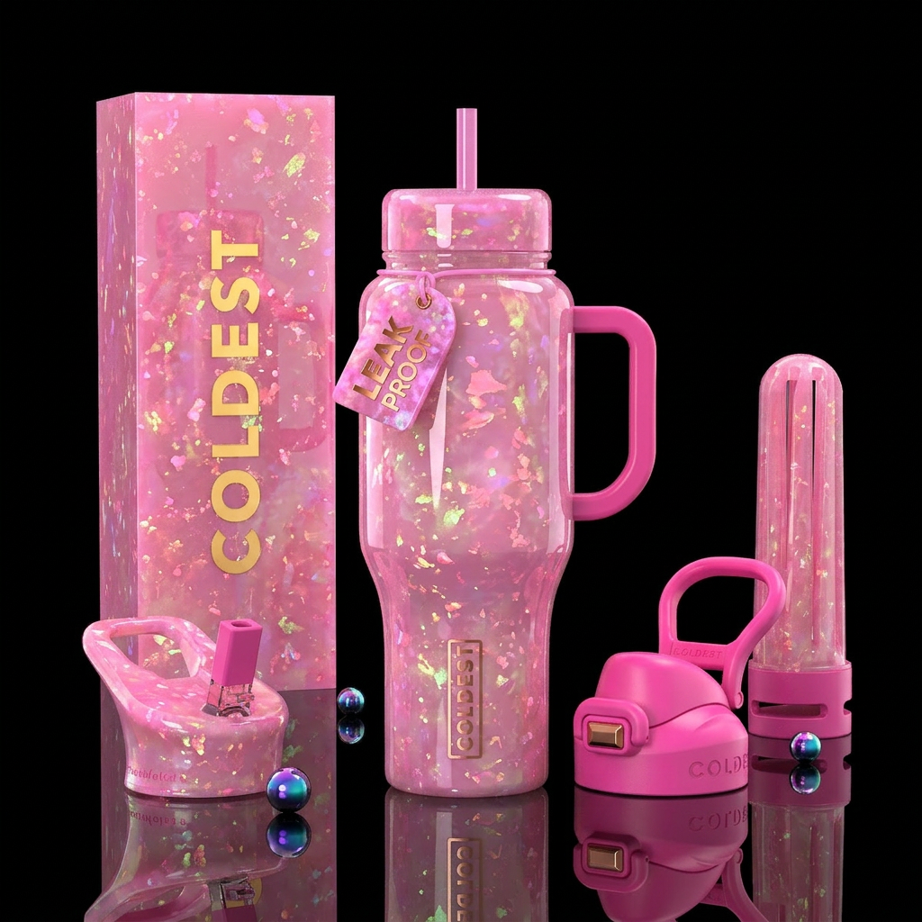 Pink Opal water bottle design