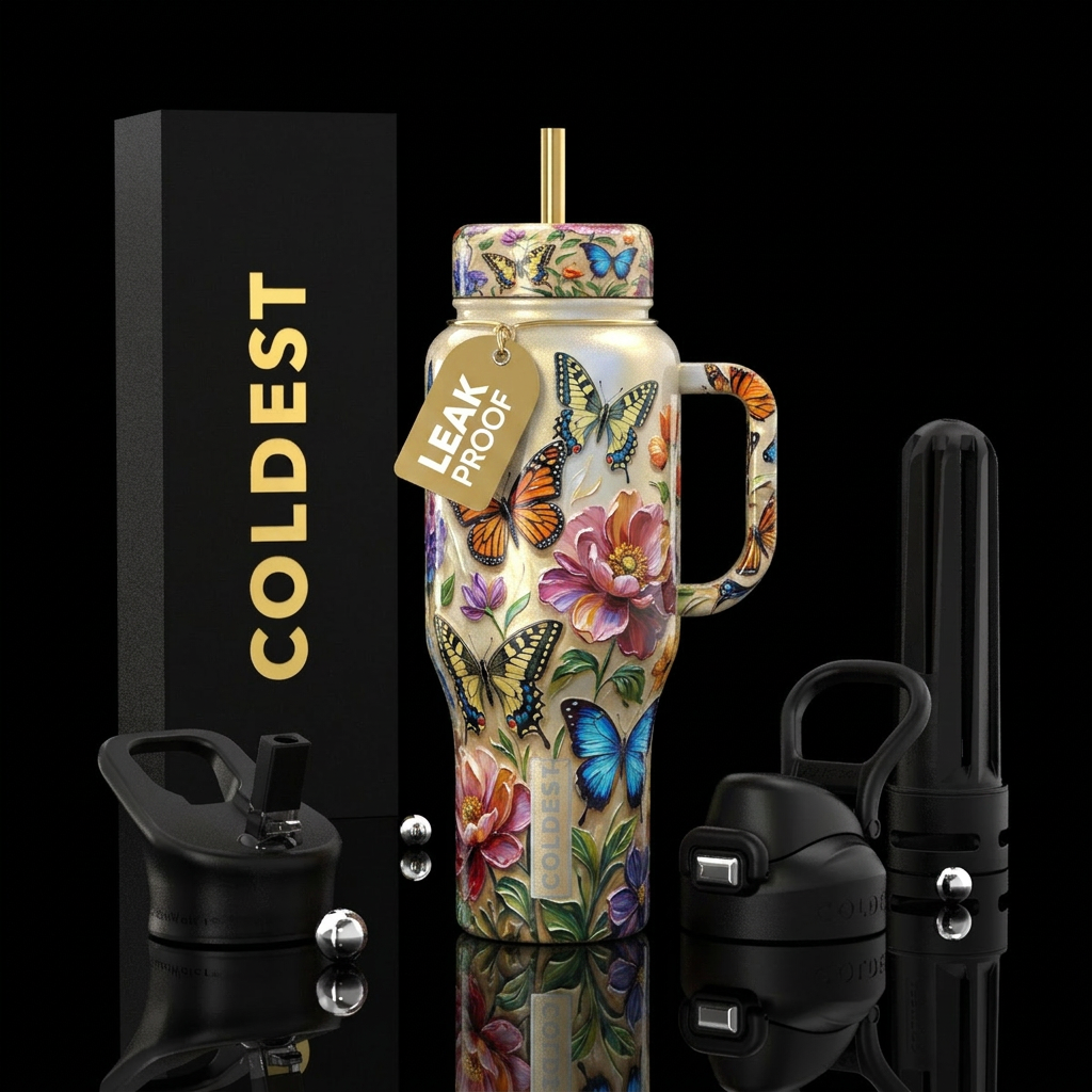 Covered in flutter water bottle design