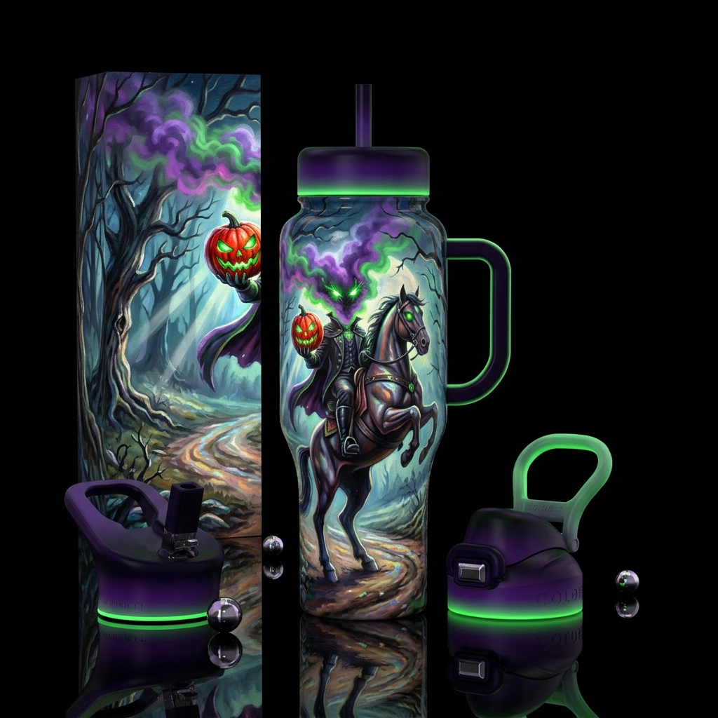 The Headless Horseman water bottle design