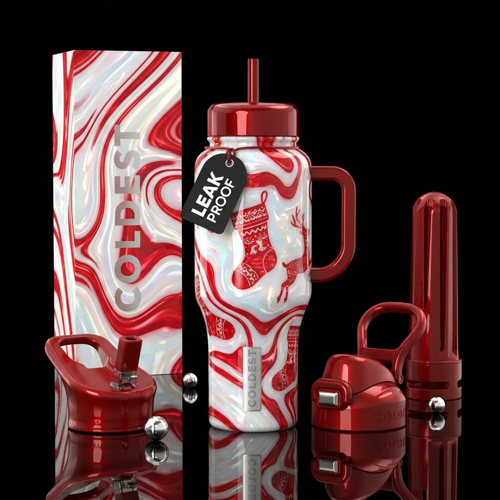 Festive Christmas water bottle design