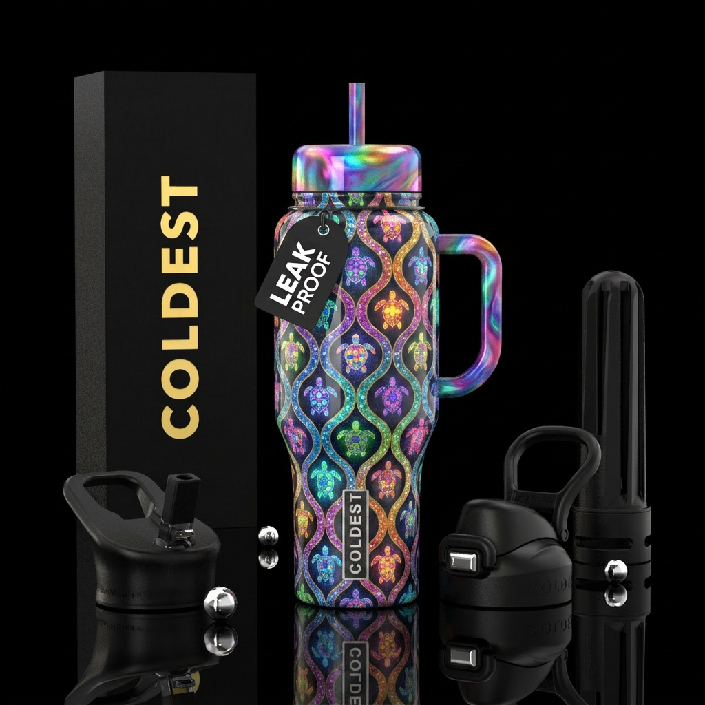 Glowie Turtles water bottle design