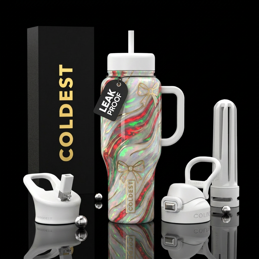 Holiday Bows water bottle design