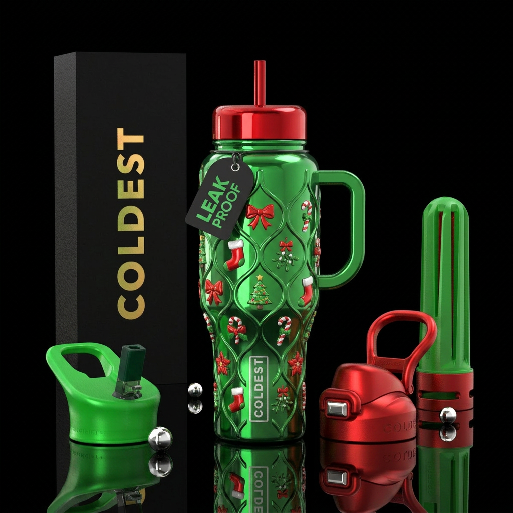 Christmas Bow Glow water bottle design