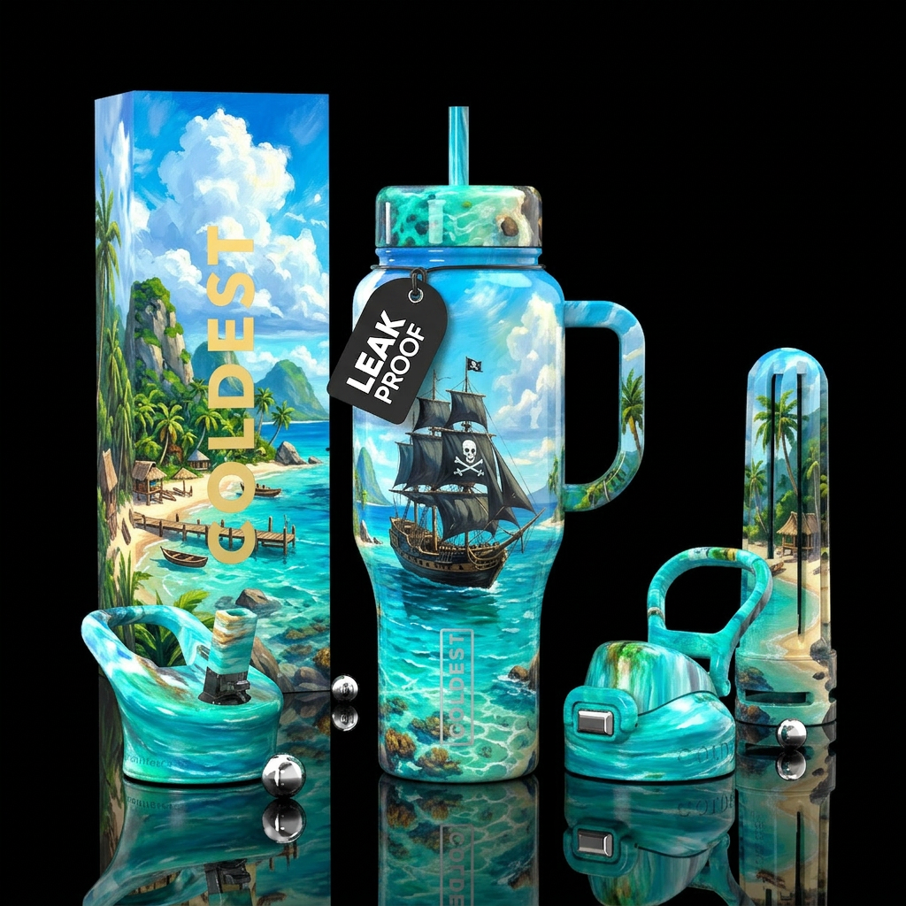 Pirate Island water bottle design