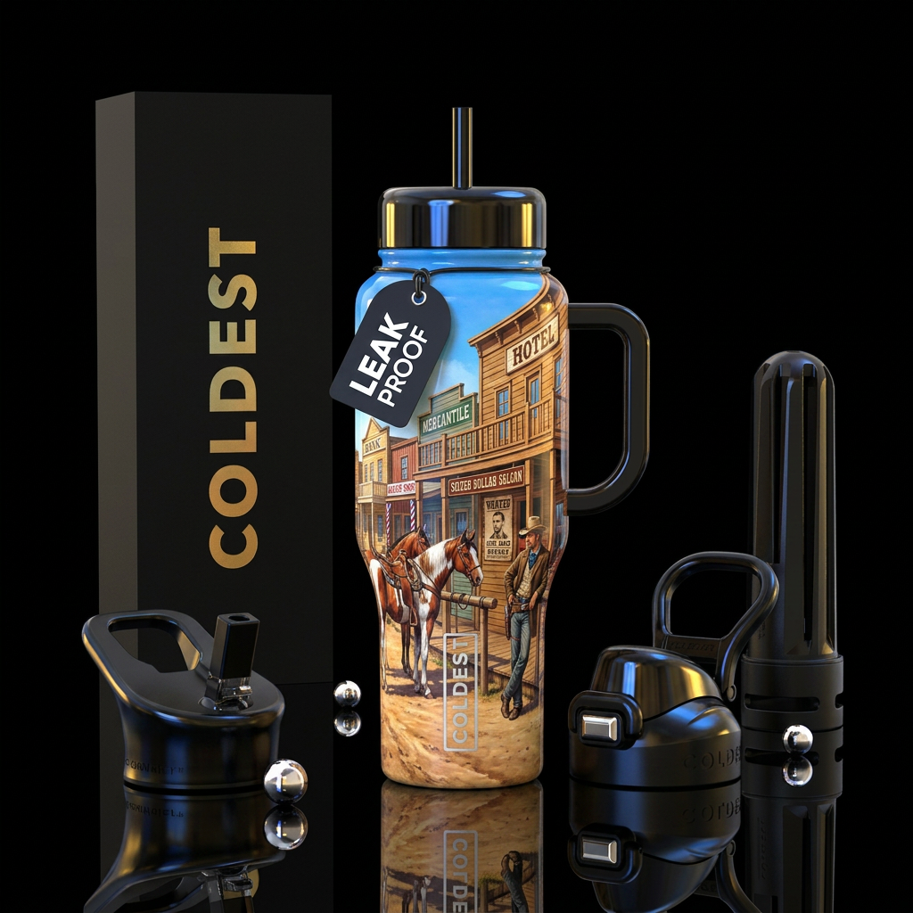 Wanted Dead or Alive water bottle design