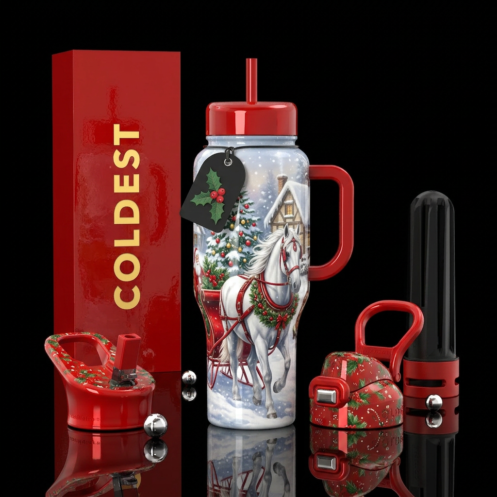 A Christmas Carriage water bottle design