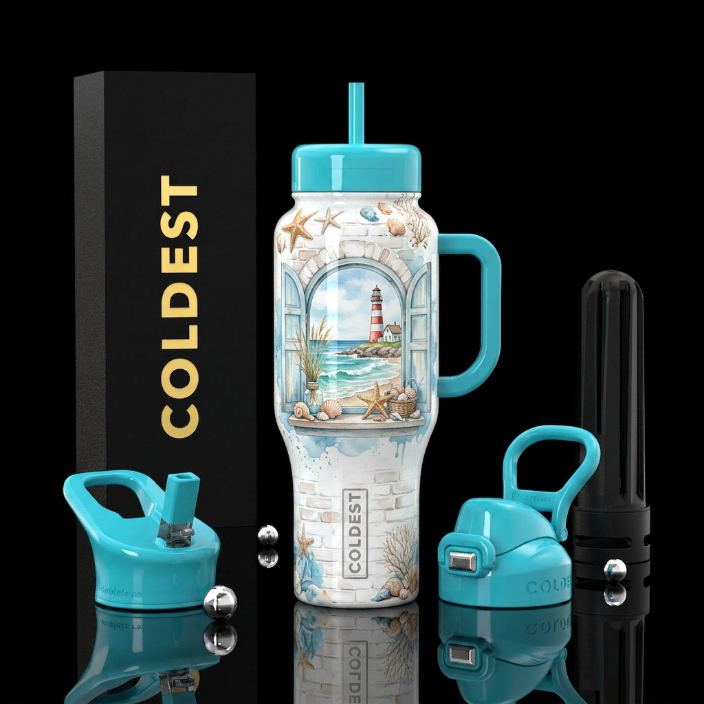 Seaside Shutters water bottle design