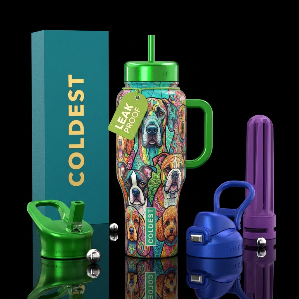 Patterned Pooches water bottle design