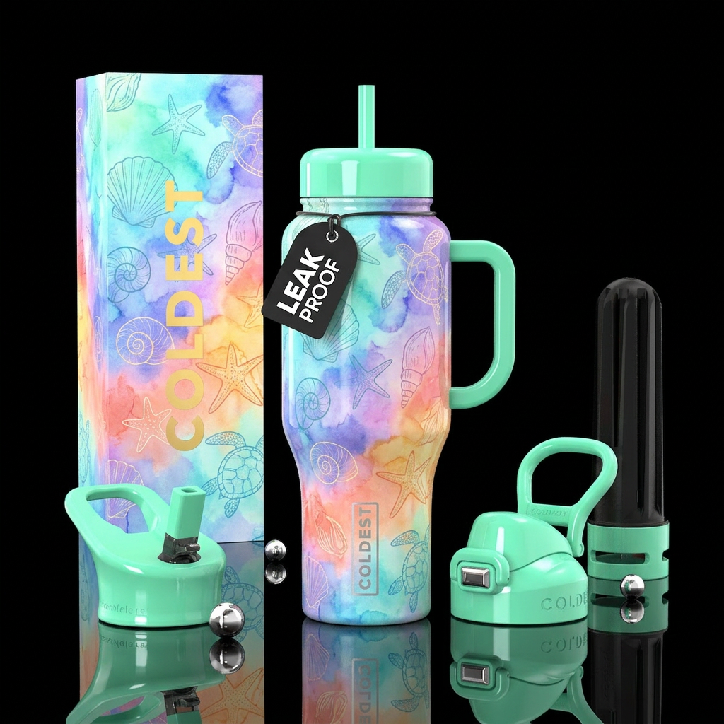 Watercolor Waves water bottle design