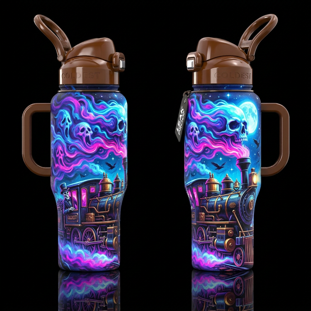 Runaway Skulls water bottle design