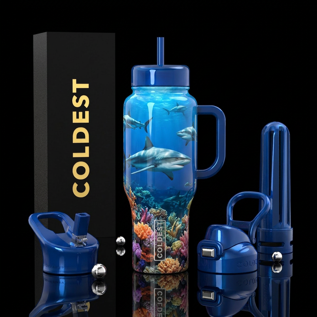 Shark Week water bottle design